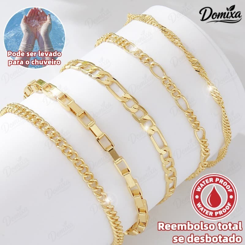 Conjunto de Pulseiras de  Aço inoxidável com 5 Peças, Estilo Minimalista, Joia que Não Desbota, Presente para Mulheres-D