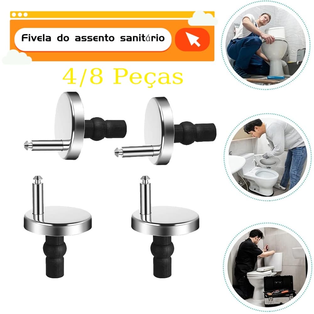 Conjunto de dobradiça de assento de vaso sanitário de 4/8 peças, Material de aço inoxidável, Anti-vibração estável, adeq