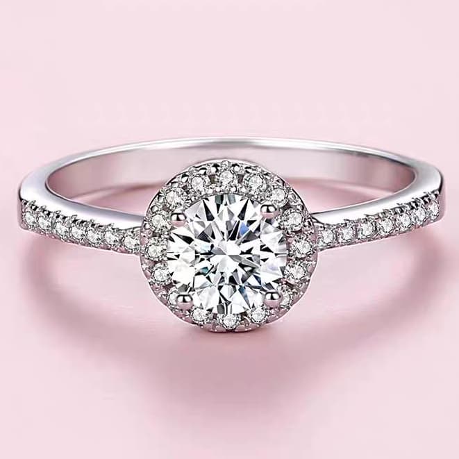 Anel feminino clássico 925, anel de casamento redondo de diamante, combinação de alta qualidade|Presente para presente