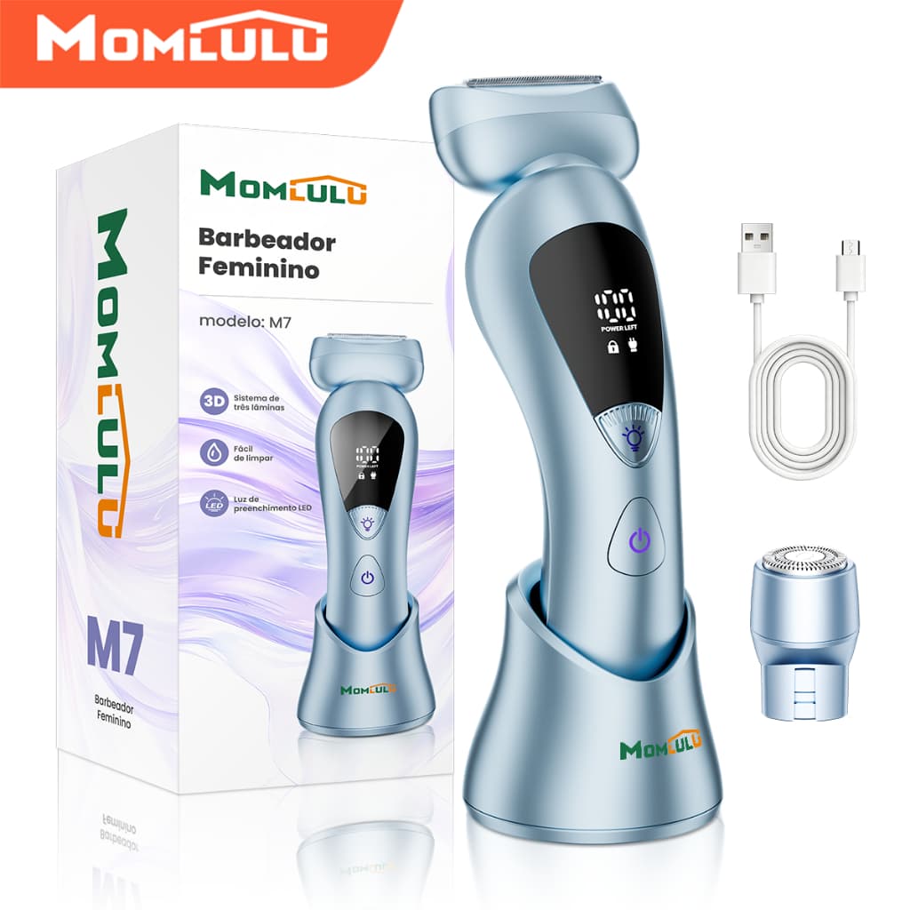 MOMLULU Removedor Pêlo Elétrico 2 Em 1 Facial Barbear Perna Corpo Depilação Depilador Com Luz Para Depilar Pelos Intimos