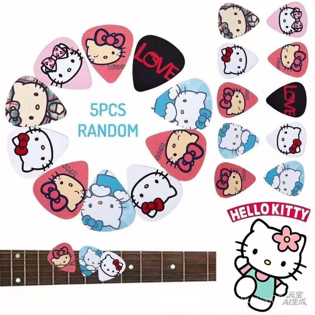 5 Unidades Kawaii Sanrio Palhetas De Guitarra Cartoon Hello Kitty Elétrico Suave Baixo Acessórios Para Instrumentos De G