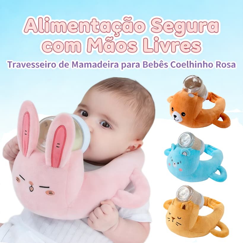 Almofada de Mamadeira para Bebê Suporte Autoalimentação Anti-refluxo 100% Algodão Lavável