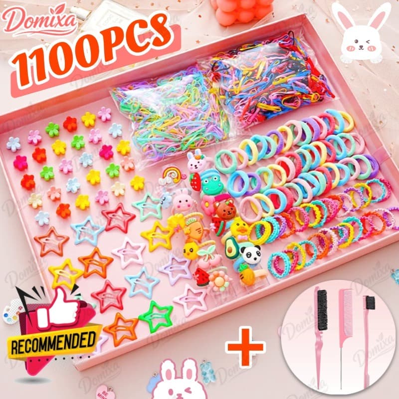 Conjunto De Acessórios Para Cabelo De Desenho Animado De 1100 Peças / Clipes BB Coreanos/ Elásticos E Mulheres-DO