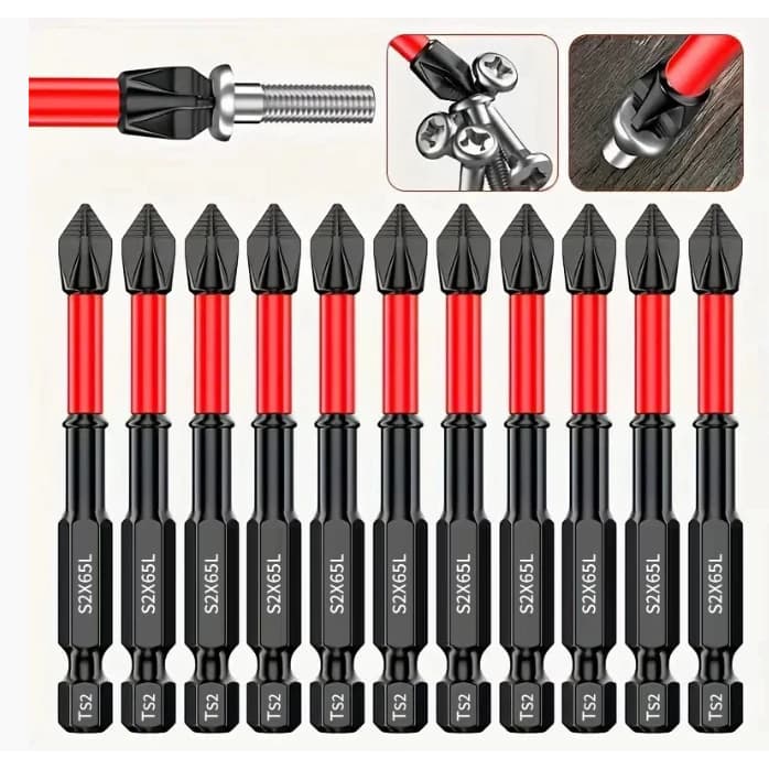 Kit 10 Bits PH2 Magnéticos de Impacto para Parafusadeira Anti Deslizante