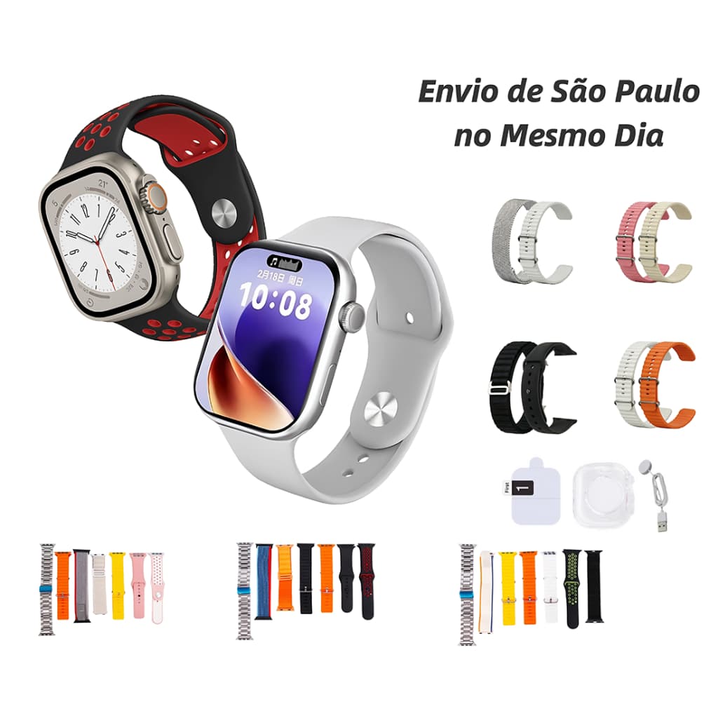 Watch9 Series10 Bluetooth Smartwatch Relógio Inteligente Unissex Elegante Leve Entreg São Paulo