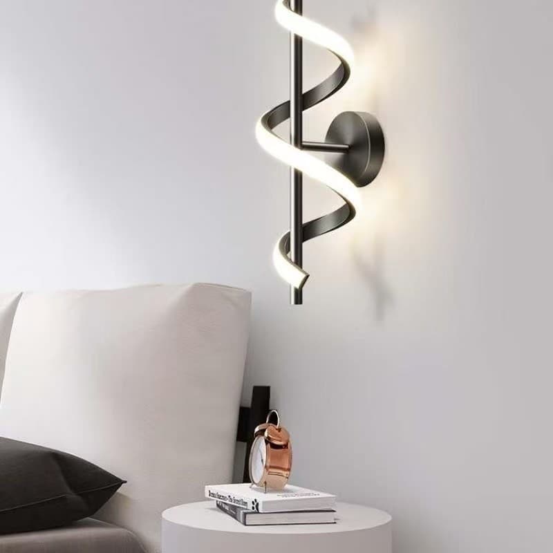 Candeeiro de parede em espiral com design minimalista e três modos de iluminação, para quarto e sala de estar,110–220 V