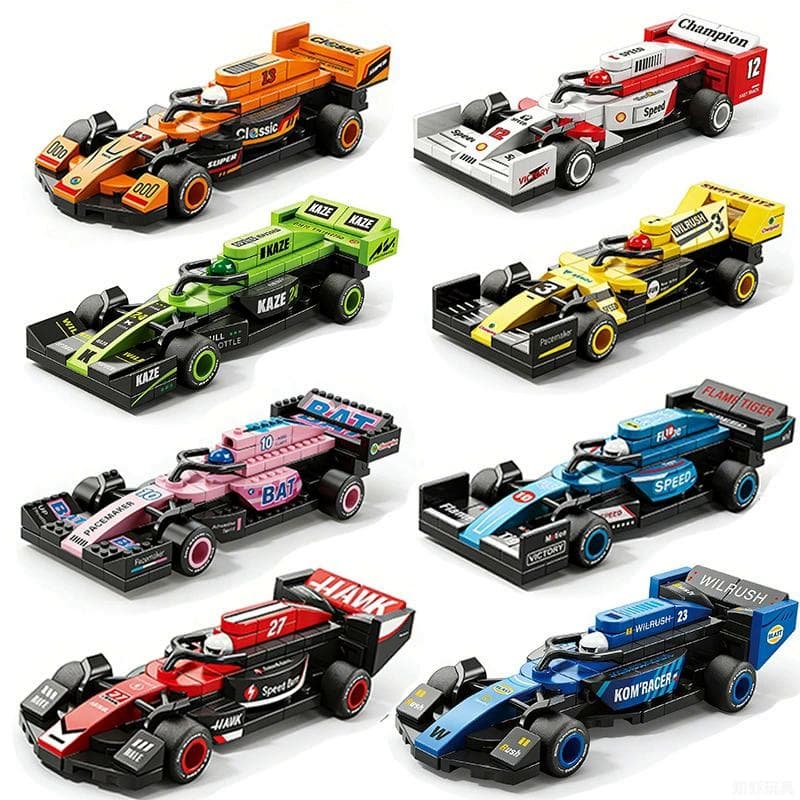Carro de quatro grades puxar para trás bloco de construção carro educacional pequena montagem de partículas DIY brinqued