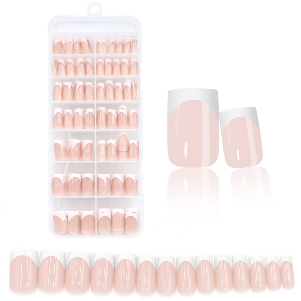 Conjunto De Unhas Francesas De 140 Peças , Formato Quadrado , Caixa , Destacável , Cobertura Completa , Artificiais .