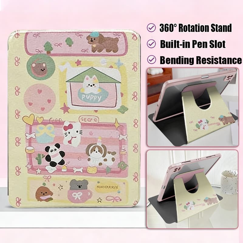 Para Redmi Pad 2 Pro / Pad Pro 12.1'' Desenho Animado 360° Estojo Giratório Redmi Pad 2 11.0'' 2025 Capa Com Slot Caneta