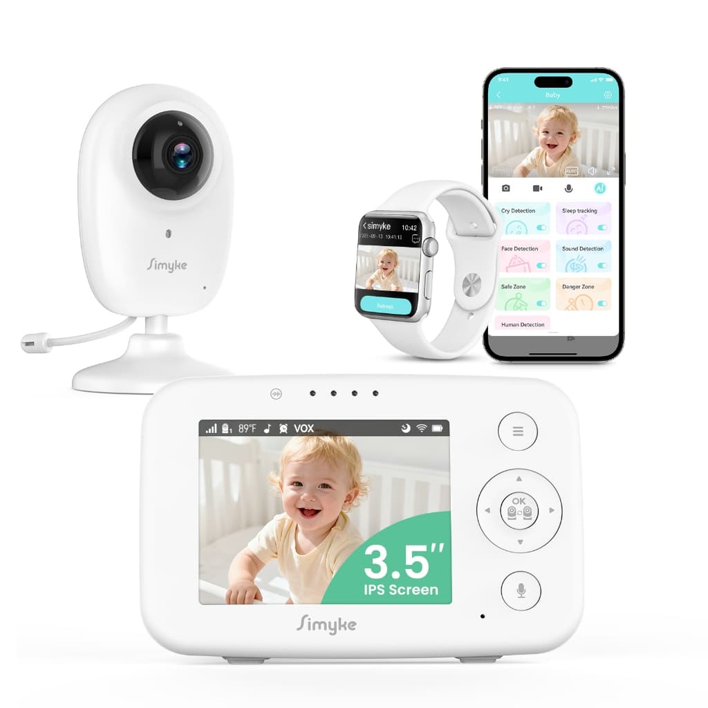 Babá Eletrônica com Tela HD de 3,5", Câmera, Áudio e Conversa Bidirecional, Visão Noturna