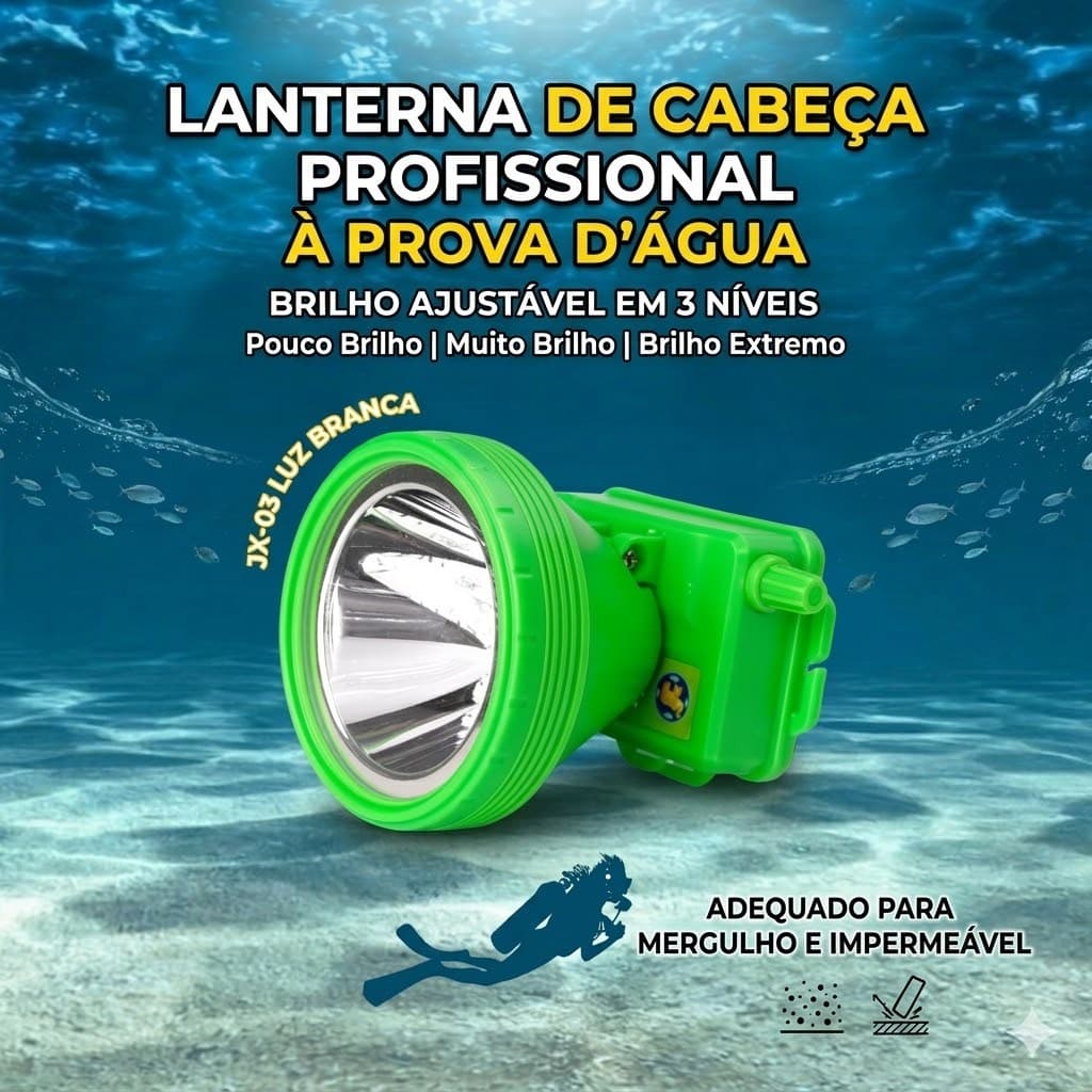JX-03 Lanterna de Cabeça Alto Brilho Recarregável À Prova D'água para Acampamento, Pesca e Atividades ao Ar Livre