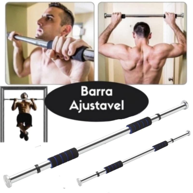 Barra Fixa Flexão Porta Apoio Regulável 64 a 100 Cm, com apoios de braços, pode suportar até 150 kg