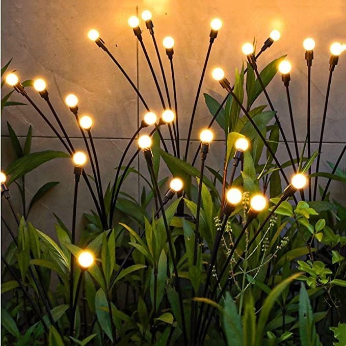 4 Luminaria Solar Led Vagalume Para Jardim Luz Ao Ar Livre À Prova D'água Mudança De Cor Firefly