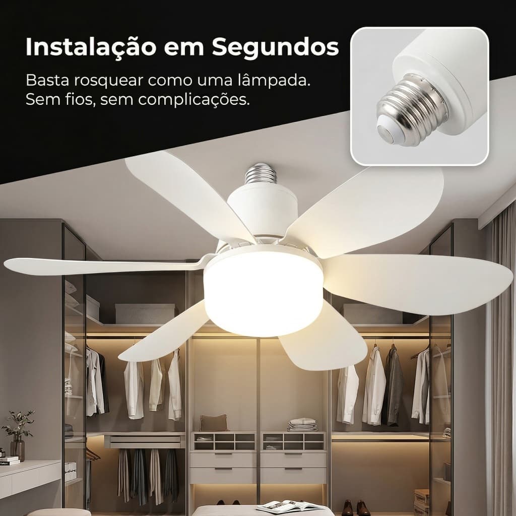 52 polegada Ventilador De Teto Com Luz 3 Cores Bivolt 220V Com Remoto Economia de Energia e Silencioso
