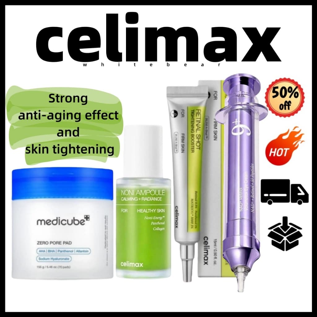 5.5celmimax + Medicube + Numbucina Essência De Retinol + Nourish Fruit Serum 30ml + Folha De Algodão Zero Pore Pad + Líq