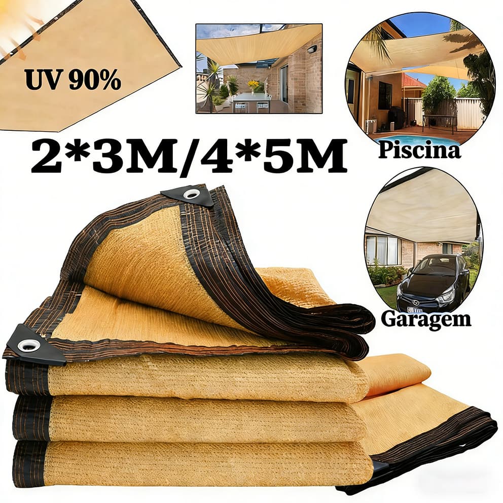 Tela Sombrite 90% 5x4m/2x3m Bainha Reforçada