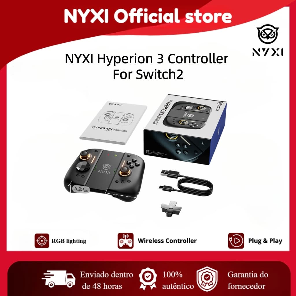 NYXI Hyperion 3 Joypad Switch 2 Joycon Controlador Sem Fio Maleta De Transporte