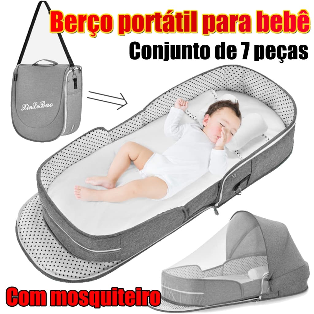 Bolsa portátil de mãe,Berço portátil dobrável com mosquiteiro e travesseiro, adequado para bebês de 0 a 24 meses