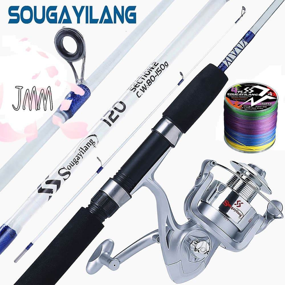 Conjunto De Carretel De Vara De Pesca Sougayilang Portátil De 2 Seções Com Engrenagem 6BB 5.2 : 1 Combos De Alta Velocid