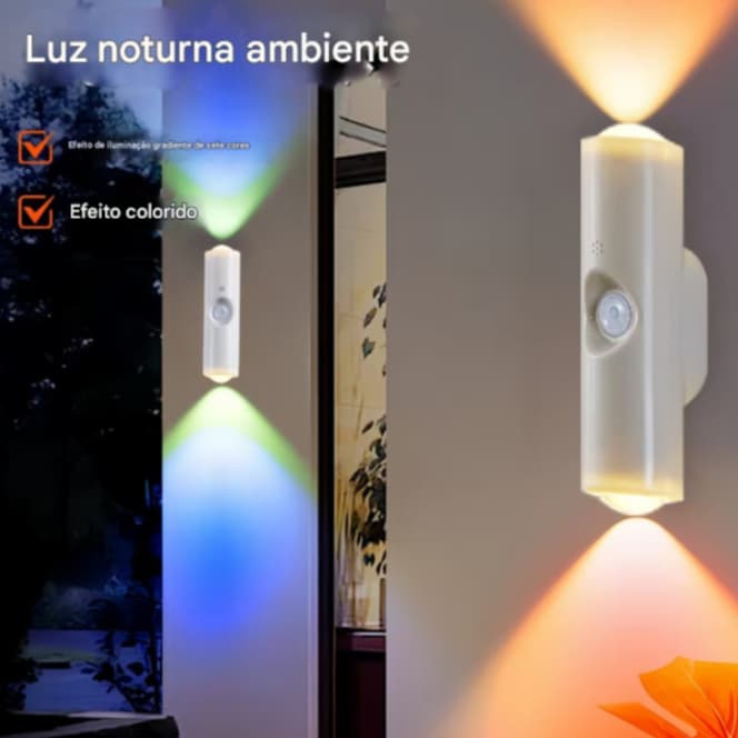 Lâmpada de parede RGB com luz gradiente colorida e luz noturna ambiente com Sensor de Movimento