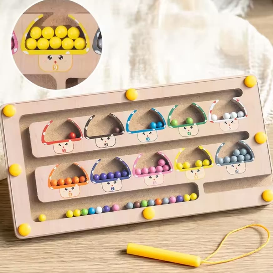 Jogo Montessori de classificação de cores com ímãs,tabuleiro de labirinto,Combinação de cores de madeira e contagem