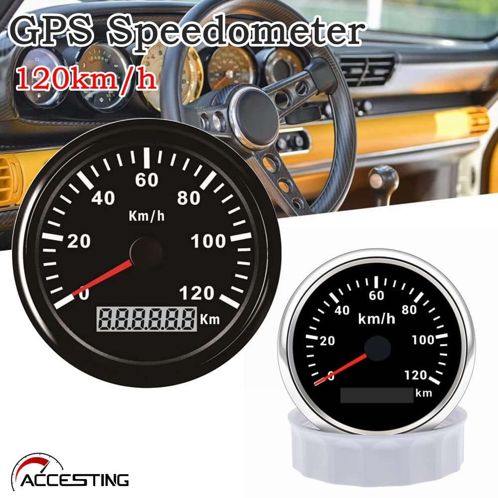 Velocímetro GPS Universal De 85 Mm 120 Km/h IP67 À Prova D'água Luz De Fundo Vermelha 12V/24V Para Motocicleta Barco Car