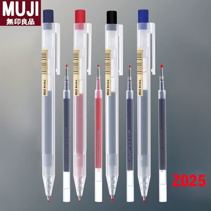 Japão MUJI Refil 0.5mm Preto/Azul/Vermelho Substituição Caneta Gel Tipo Push De Secagem Rápida