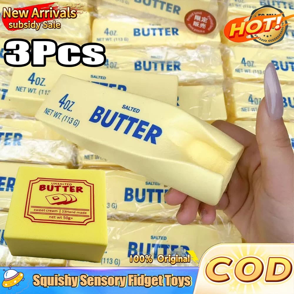 3PCS Butter Squishy – Brinquedo De Apertar Super Macio E Lento Para Alívio Do Estresse Crianças Adultos
