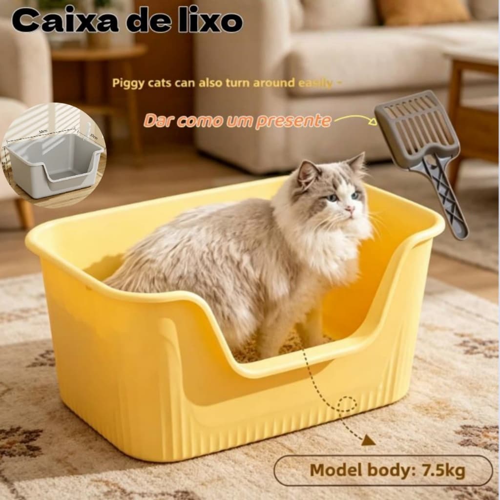 Caixa de areia alta para gato grande Gigante Bandeja Areia Gato Caixa de areia para gatos semifechada