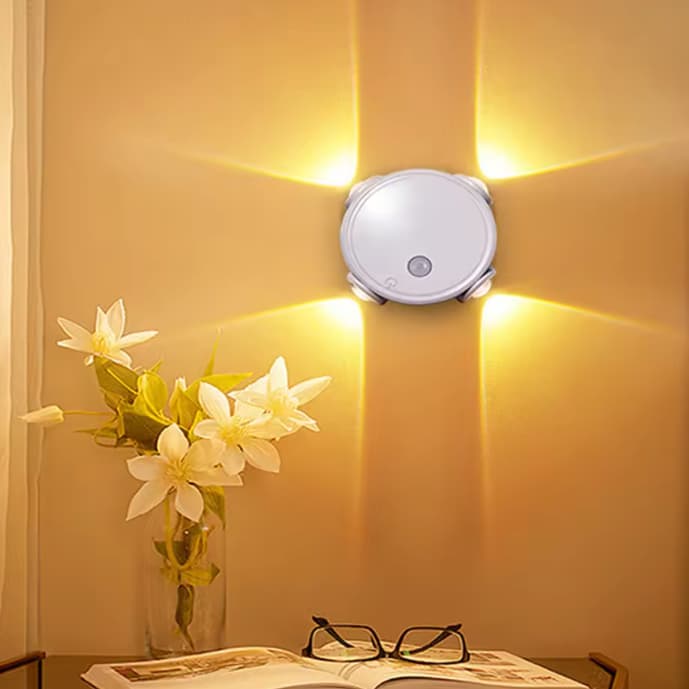 Luminária de Noite USB Recarregável com Sensor de Movimento, Lâmpada LED 3 cores Luz