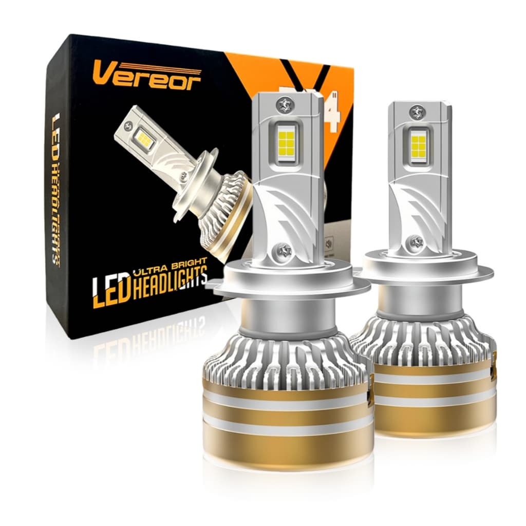 Par de Lâmpada LED para Farol de Carro D04 200W 30000LM 6000K Luz Branca Intensa Compatível H1/H3/H4/H7/H11/9005/9006