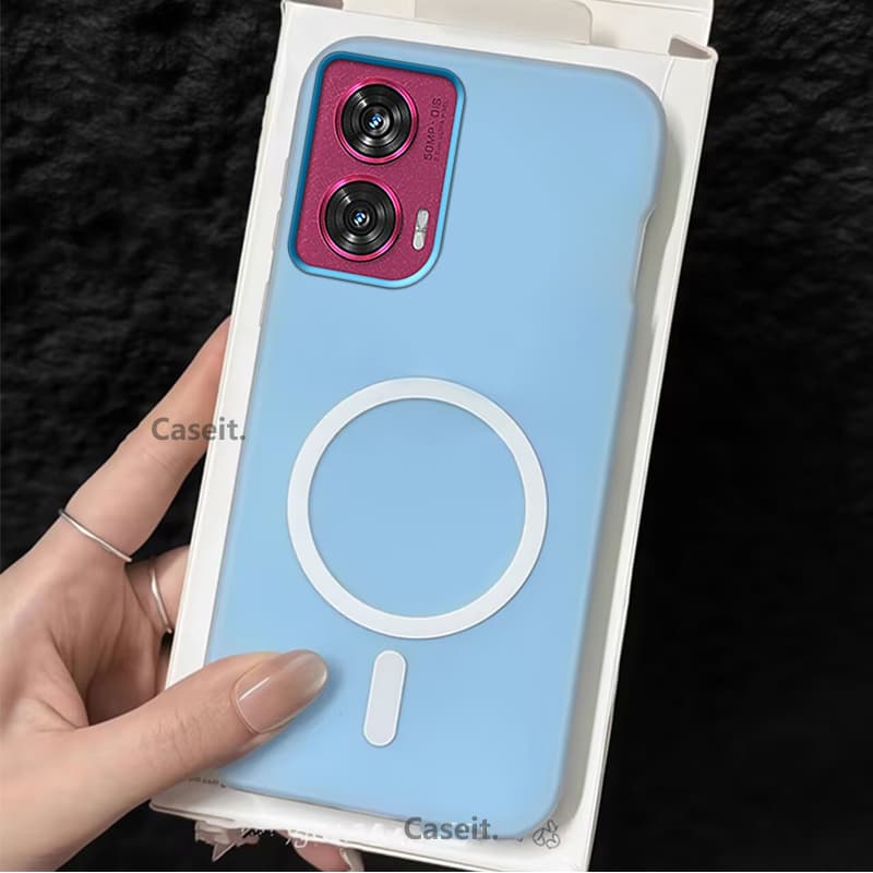 Capa De Telefone Motorola Moto G35 Magnética Fosca Cor Doce Inserir Fotos De Cartão 2 Em 1