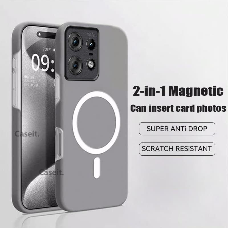 Motorola Edge 50 Pro 5G metal Magnético Carregando Capa De Telefone À Prova De Choque De Silicone Macio