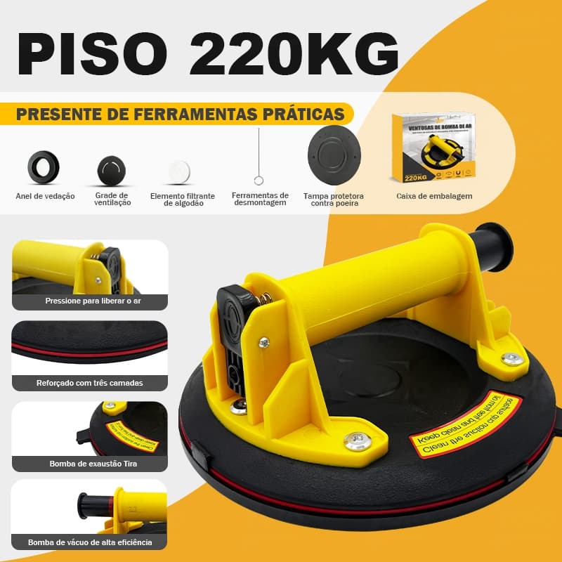 Ventosa Profissional Sucção Vácuo Porcelanato Vidro Até 220KG