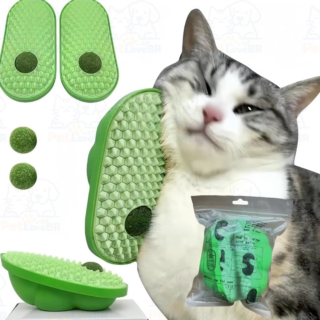 Escova Massageadora de Parede para Gatos com Catnip - Alívio da Coceira, Limpeza e Hálito Fresco Envio imediato