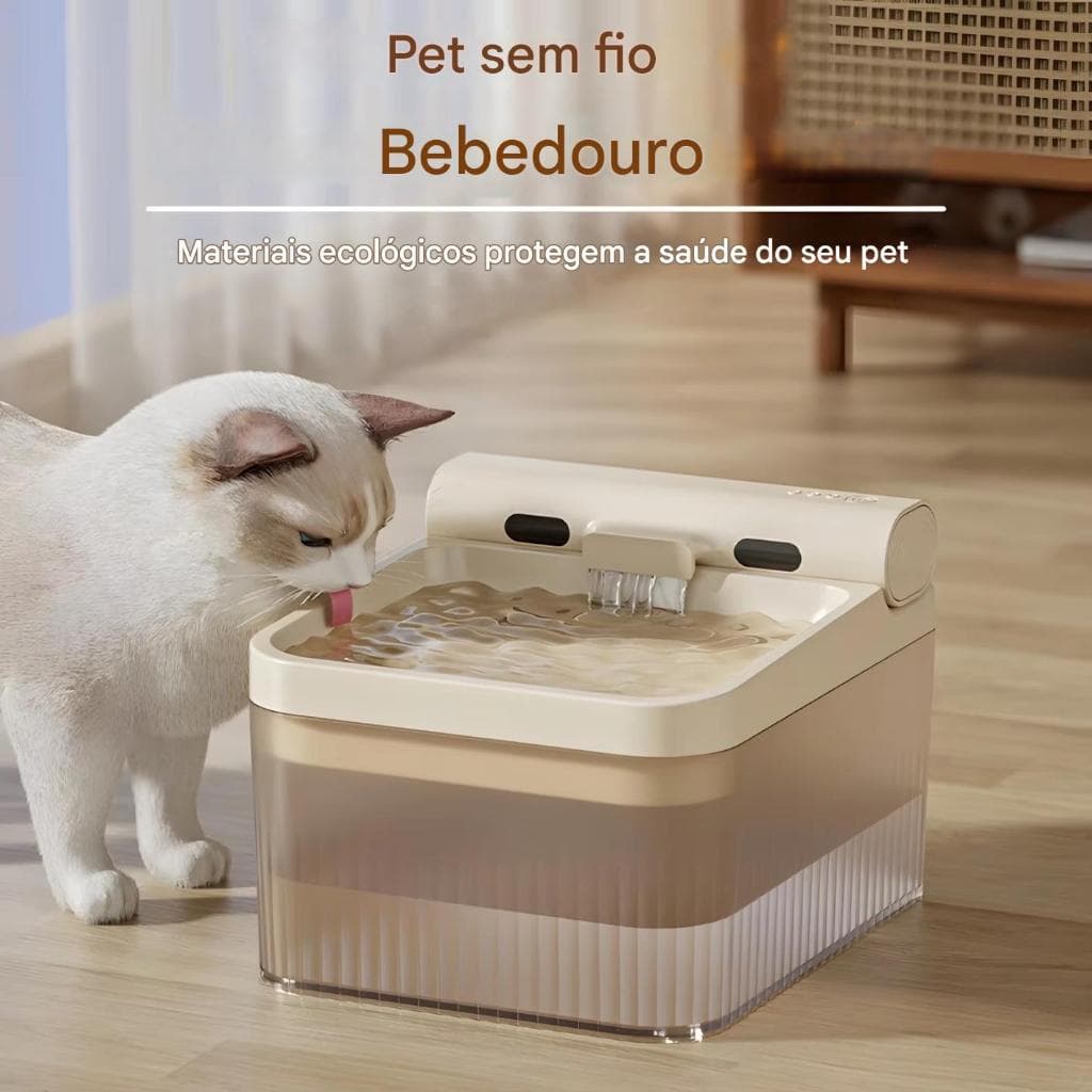 Fonte de água automática inteligente sem fio para gatos e cachorros: fluxo de água circulante, filtro embutido de 3 litr