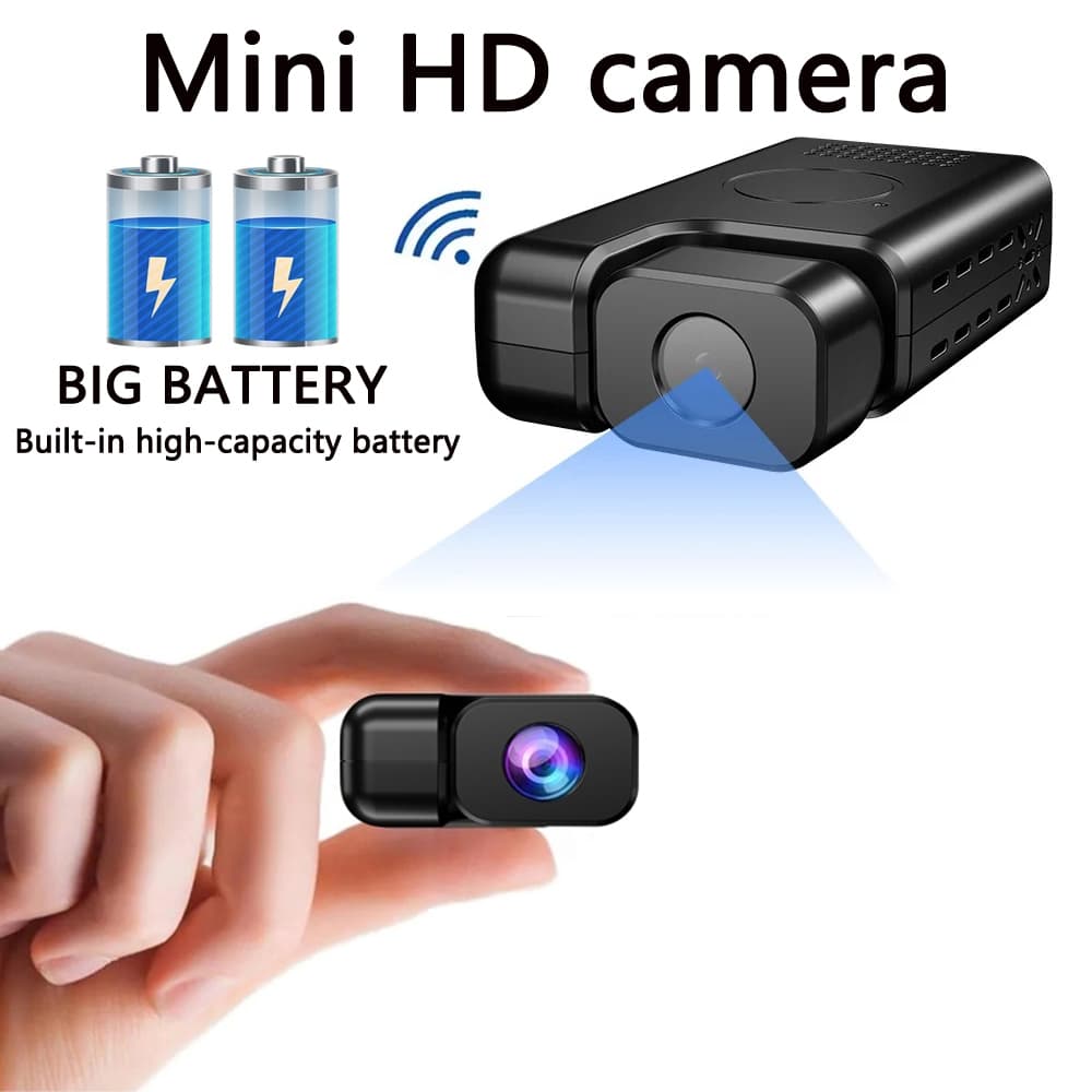 Mini Câmera WiFi , Grande Angular , Visão Noturna , Portátil , Alimentada Por Bateria , Espera Ultralonga