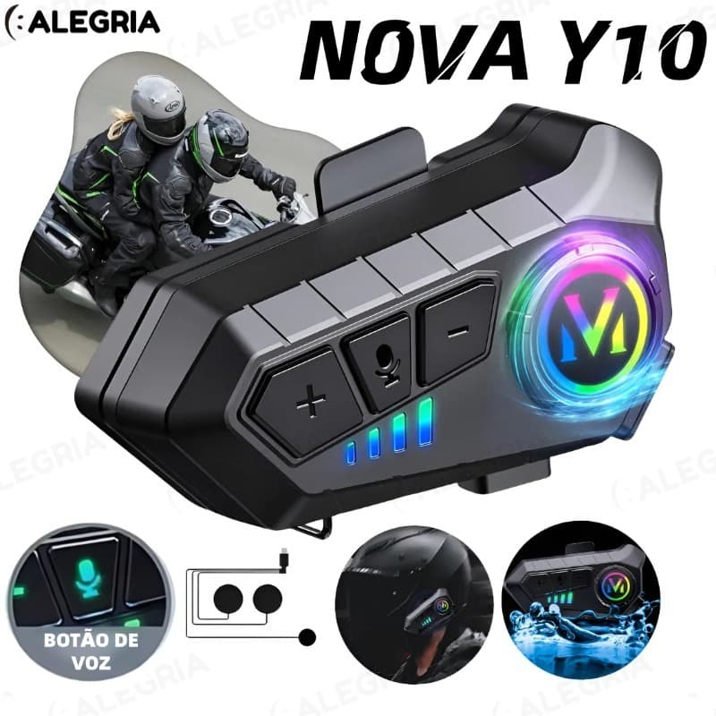 Y10 Fone De Capacete Com Luz Ambiente Bluetooth 5.3  Para Capacete Ipx6 À Prova D'água Para Motocicleta-ale