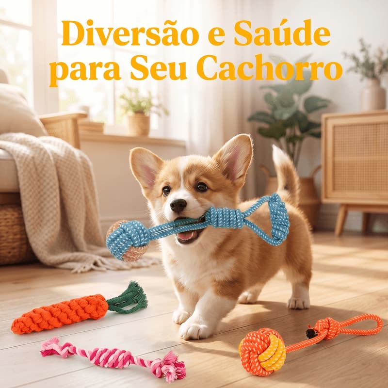 Pacote Com 4 Brinquedos De Corda Para Animais De Estimação – Brinquedo Interativo Durável Mastigar Cachorros , Resistent