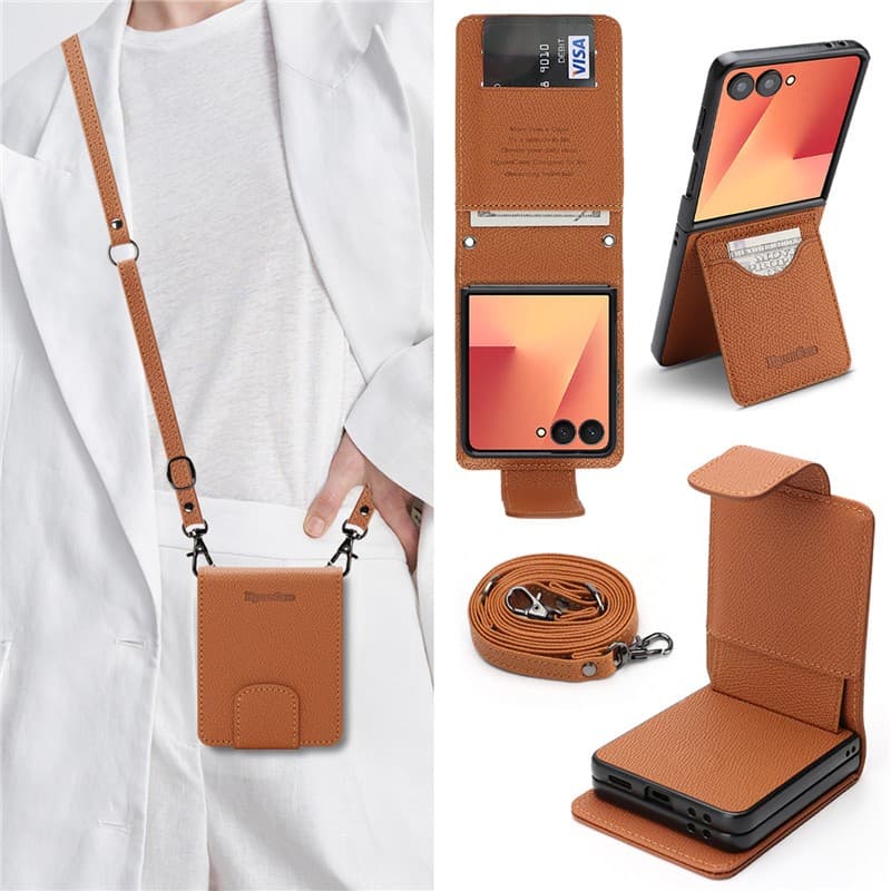 Capa Carteira Com Porta-Cartões Removível 2 Em 1 Para Samsung Galaxy Z Flip 7 6 Flip5 4 Flip3 Carregamento Magnético Sem