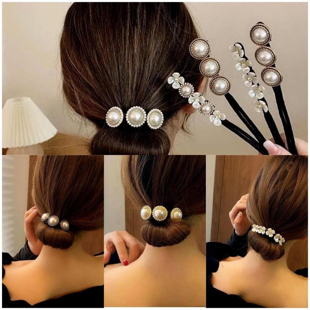 Grampo De Cabelo Popular Com Flor De Pérola Para Penteados De Coque E Updo