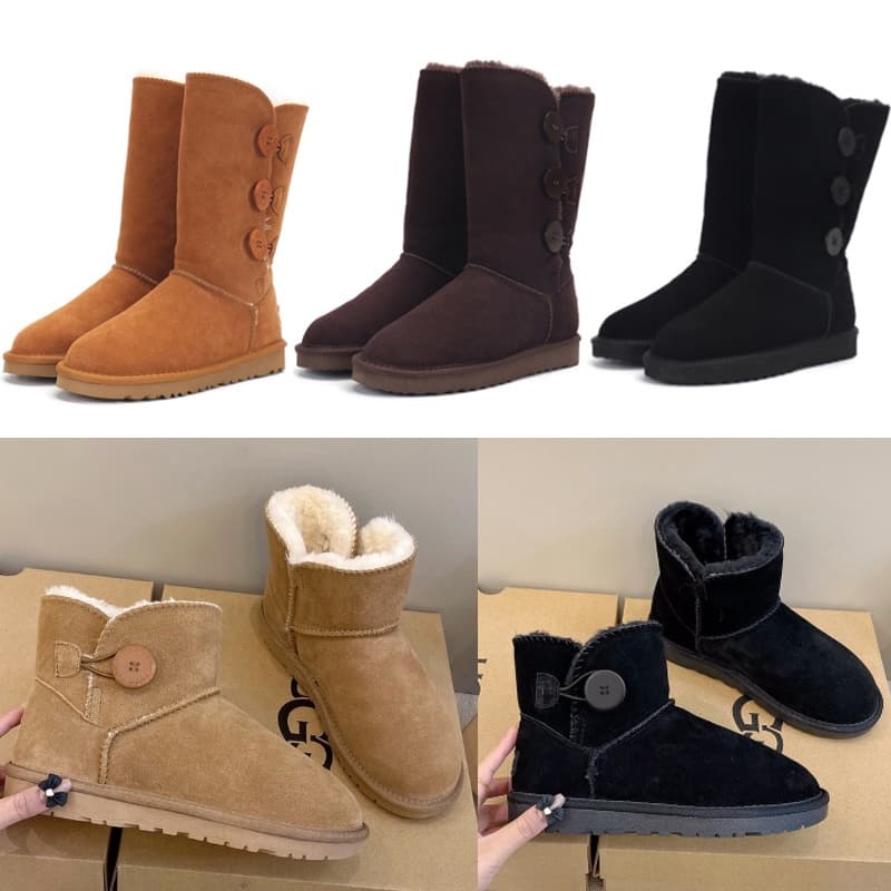 Clássico 1873 Botas De Neve De Pele Feminina Inverno Quente Femininas De Alta Qualidade Botões Acolchoados Sapatos Femin