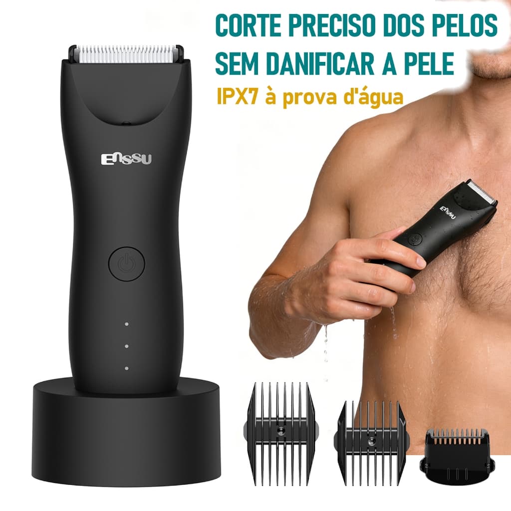 Aparador De Pelos Enssu Barbeador Eletrico Água Maquina De Corte Depilação Íntima Com Base