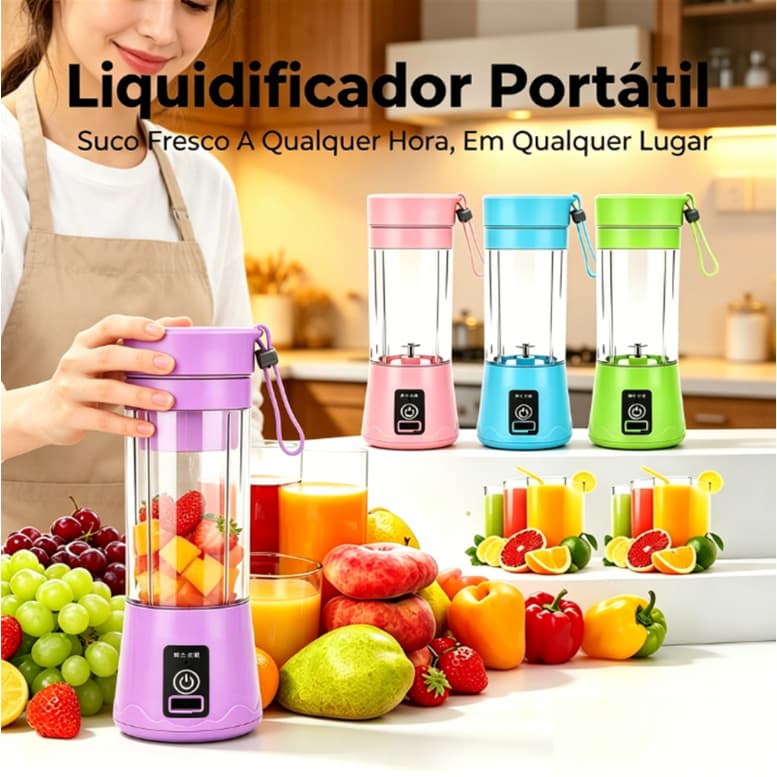 Mini Liquidificador Portátil Juicer de suco elétrico Shake 6 Laminas + Cabo USB 110V/220V 380ML
