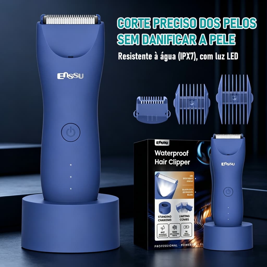 Aparador De Pelos Barba Enssu Máquina De Cortar Cabelo Depilação Masculino Íntimas Com Base