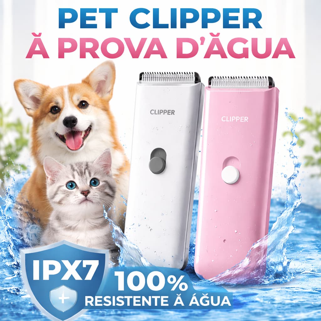 Máquina de Tosar Pet Silenciosa 6000RPM, Lâmina Cerâmica Profissional, À Prova D’água para Cachorro e Gato