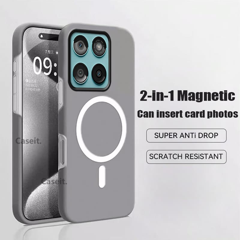 Capa De Telefone Motorola Edge 70 Fusion Magnética Fosca Cor Doce Inserir Fotos De Cartão 2 Em 1