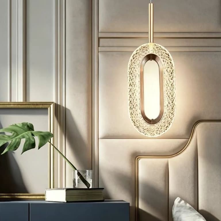 Lustre contemporâneo de luxo para restaurante; Lustre oval de cristal para quarto 3 Cores(110-220V)