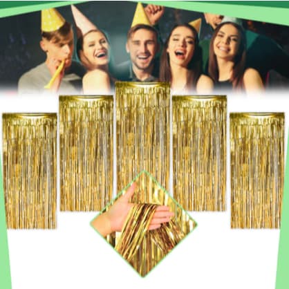 Cortina Colorida Metálica Com Borla 2m x 1m Decorações Para Festas E Eventos