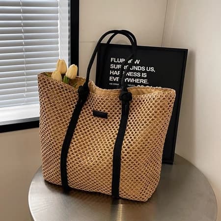 Bolsa de palha Bolsa de praia Bolsa de ombro Casual Simples Versátil
